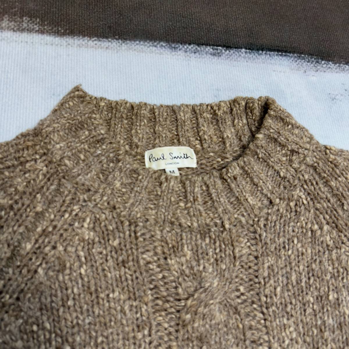 *PaulSmith LONDON Paul Smith center cable sweater knitted M size Brown men's 