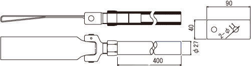 けん引 フック ボール ロック 汎用 ロング タイプ 黄 TRACTION HOOK AS-TH-TYPE-3L 牽引_画像2