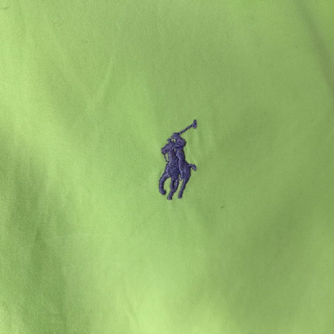 日本に 紫刺繍 刺繍ロゴ 【希少‼︎】ラルフローレン 半袖 グリーン BD
