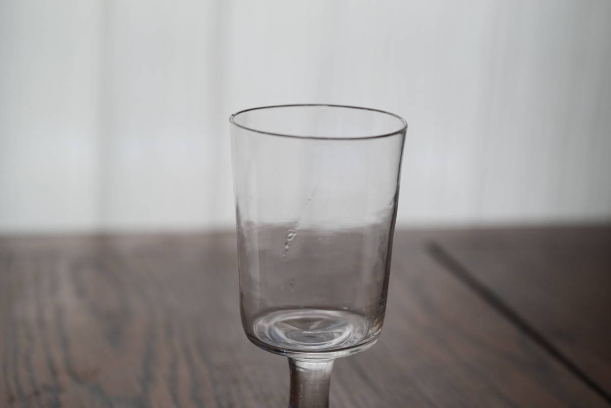 古い手吹きガラスのシンプルな筒型のビストログラス / 19世紀・フランス / アンティーク 古道具 ワイングラス 06_画像2