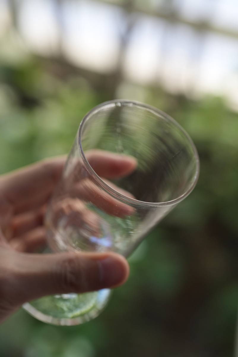 古い手吹きガラスのシンプルな筒型のビストログラス / 19世紀・フランス / アンティーク 古道具 ワイングラス 06_画像8