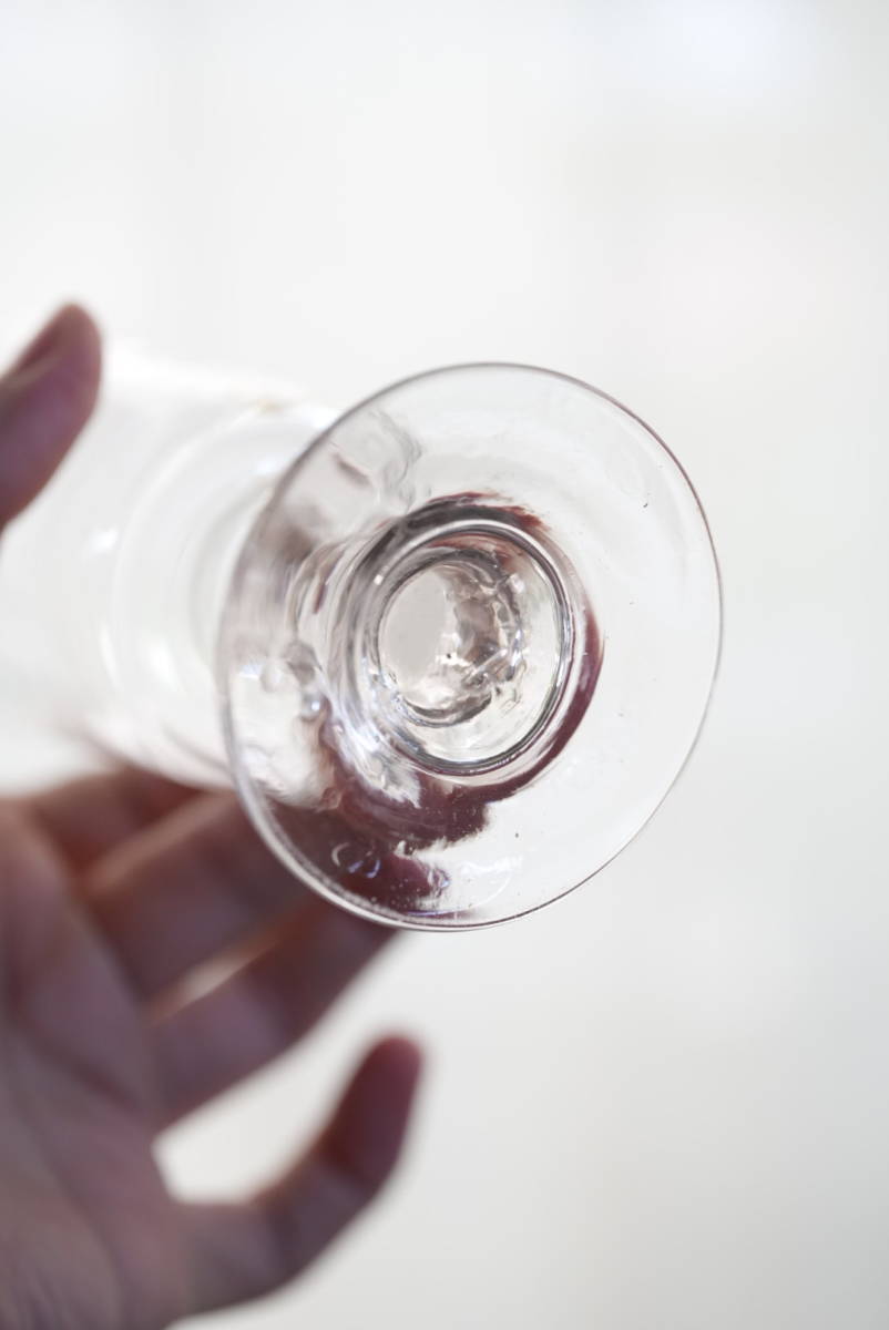 古い手吹きガラスのシンプルな筒型のビストログラス / 19世紀・フランス / アンティーク 古道具 ワイングラス 06_画像5