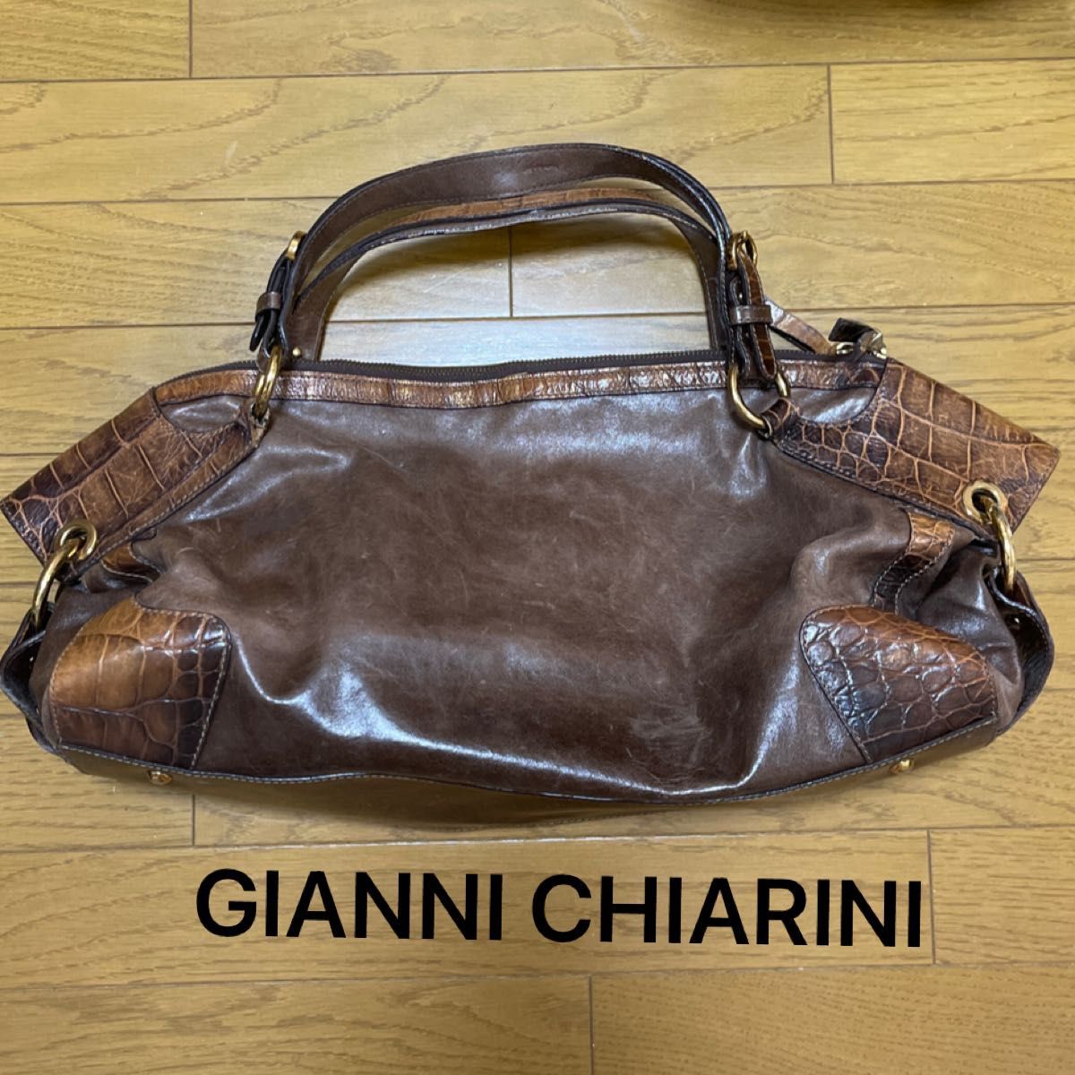 GIANNI CHIARINI ブラウン トートバッグ レザーバッグ ジャンニ