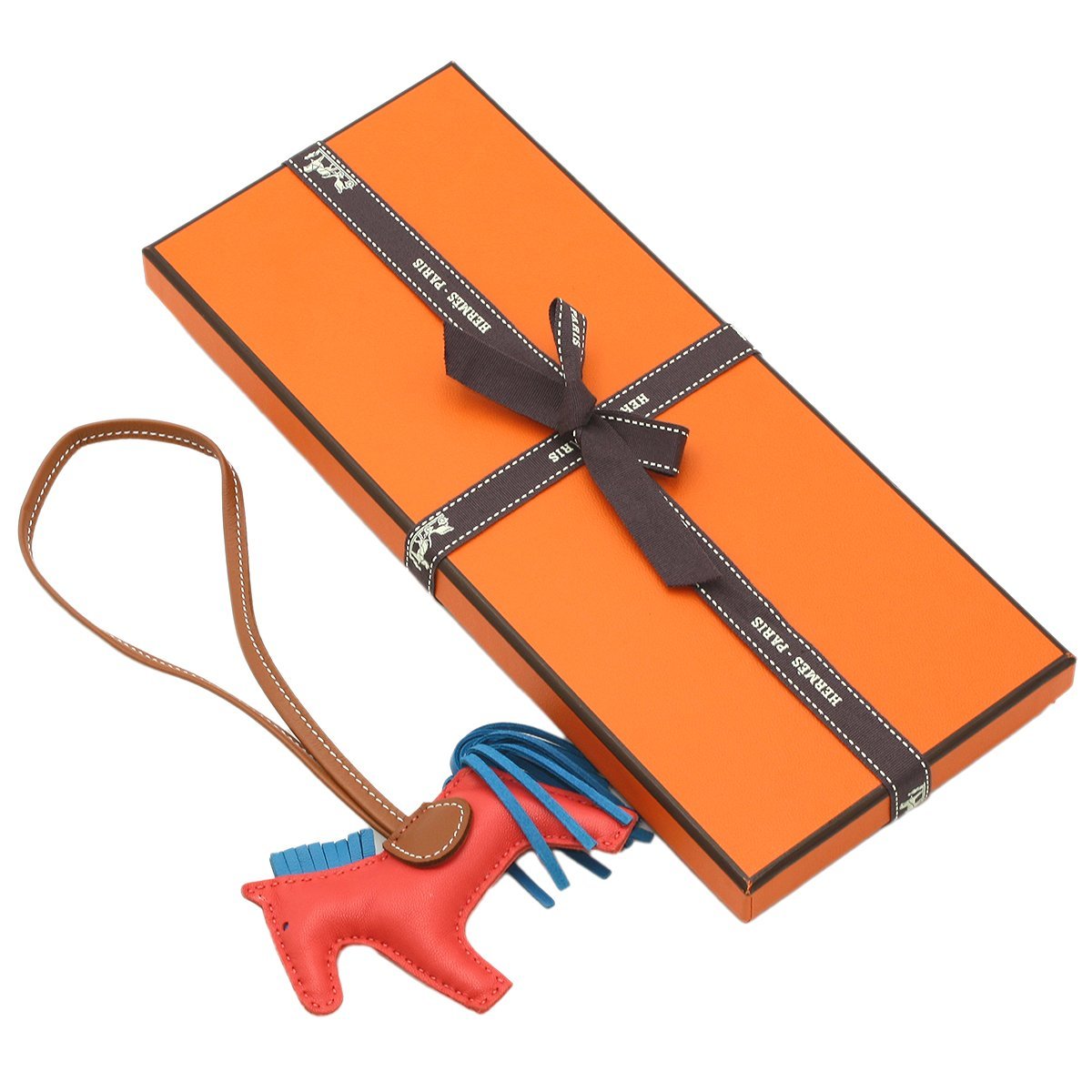 ★A2019 未使用!! エルメス ロデオPM レザー バッグチャーム Y刻印 ローズテキサス×ブルーザンジバル HERMES レディース★_画像9