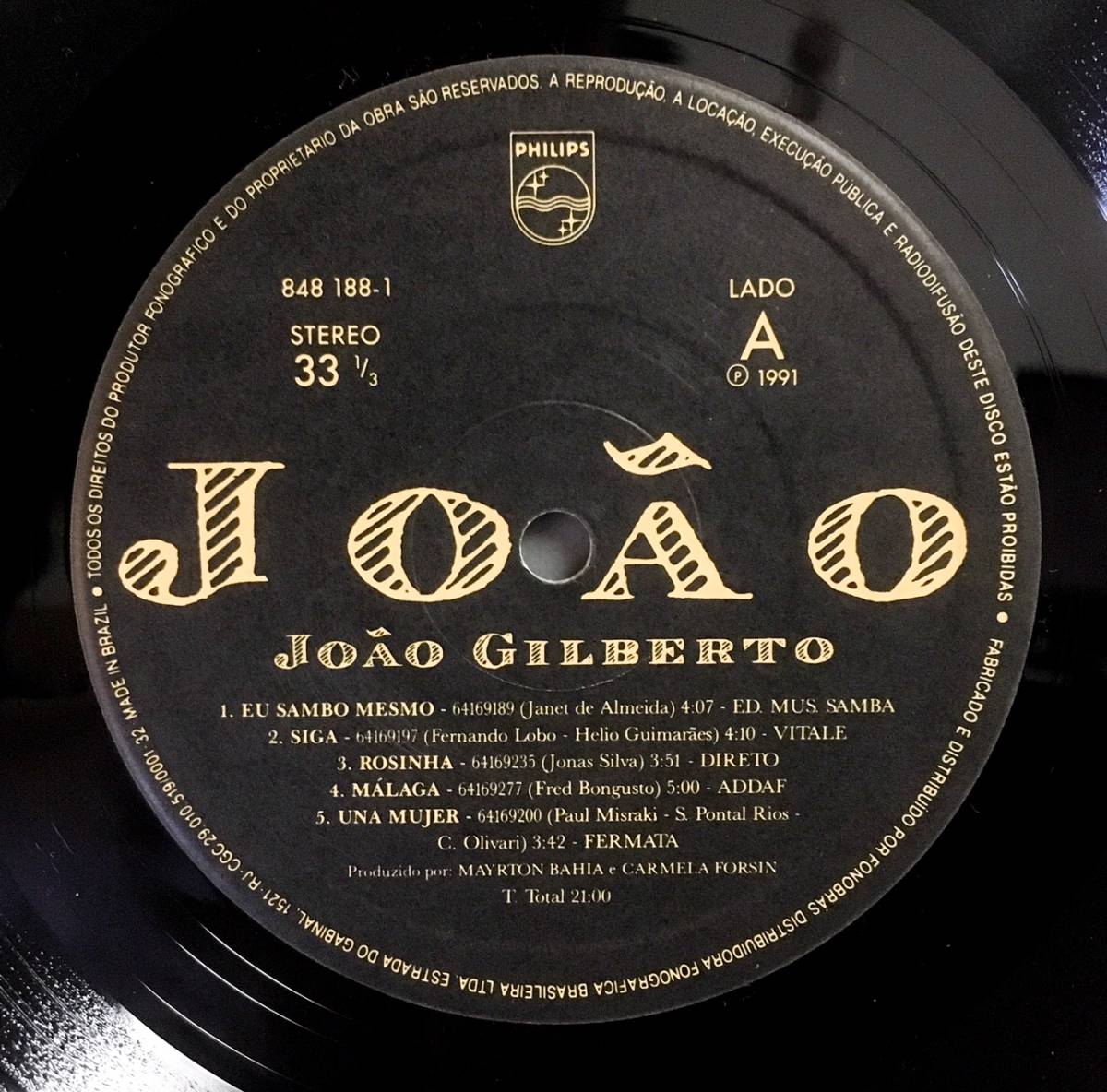 【良コンディション】Joao Gilberto / Joao 【1991年オリジナル】_画像6