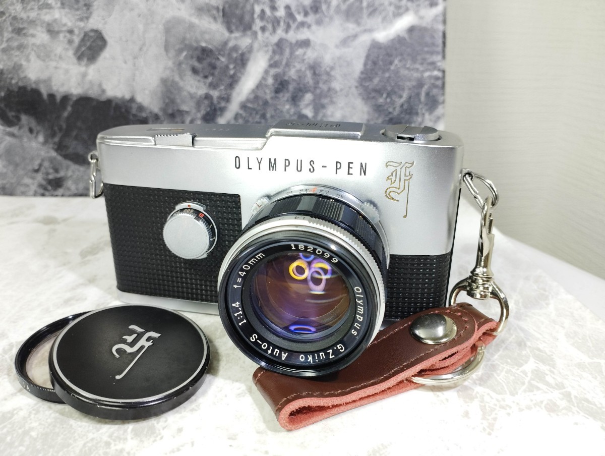 コレクション整理】 OLYMPUS PEN F 花文字 40mm f1.4 大口径単焦点レンズ 各動作良好  ファインダー綺麗