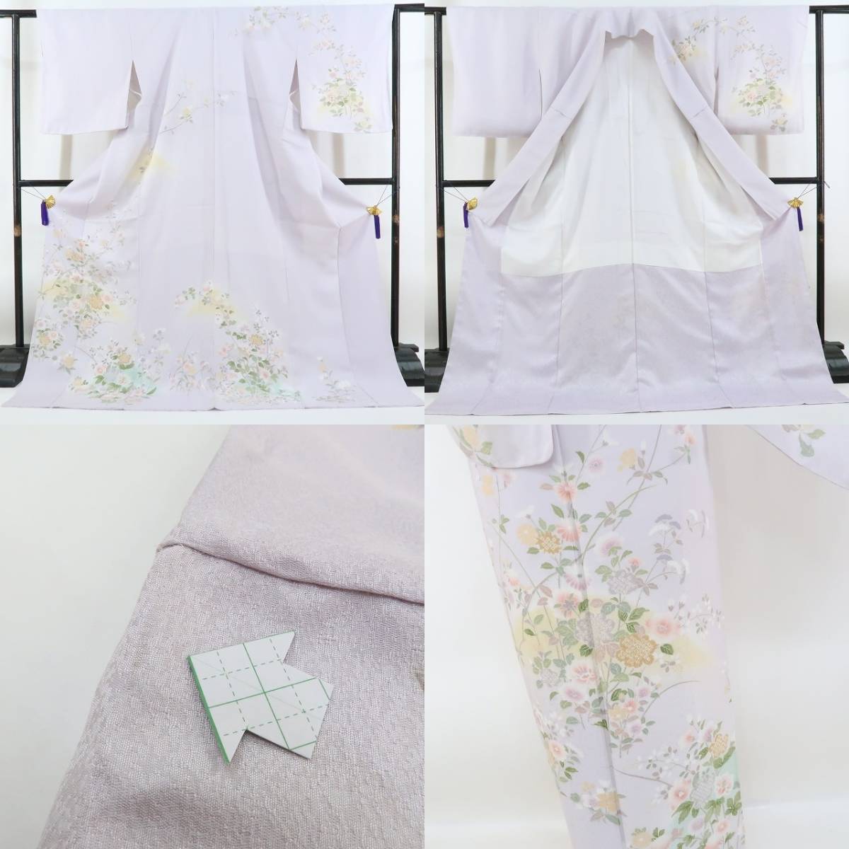 ゆめsaku2 新品 ３点セット 着物 正絹“季節を奏でて花の息吹に身を包む