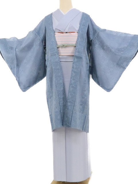 yu.saku2 new goods auger nji- long height kimono . attaching thread attaching *. taste ... Quruli . heart .... flower . open ~ silk length feather woven 1347