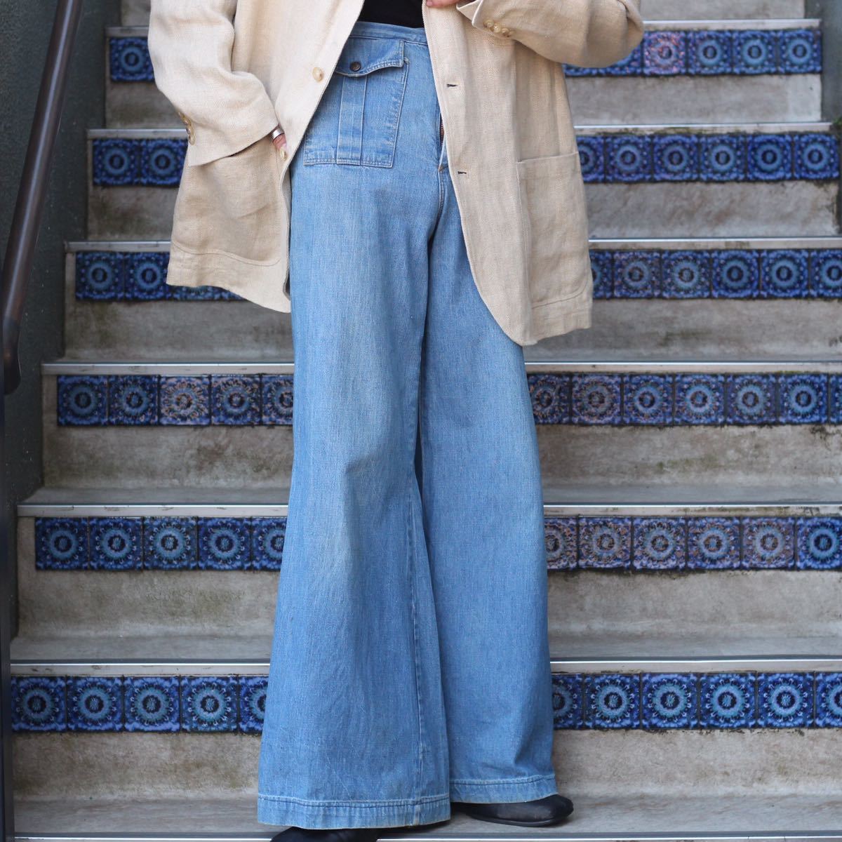 USA VINTAGE nova DESIGN FLARE DENIM PANTS/アメリカ古着デザイン