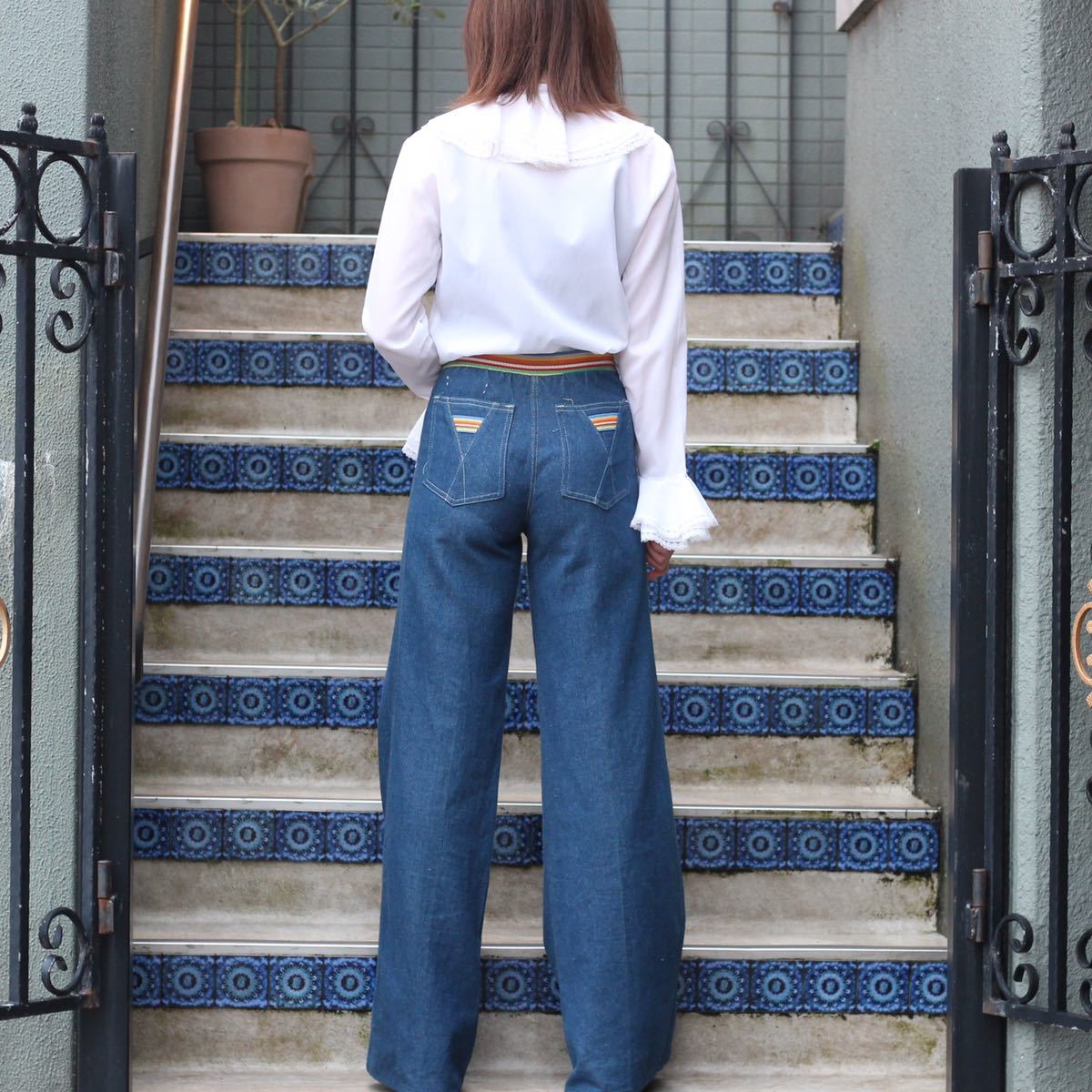 USA VINTAGE DESIGN FLARE DENIM PANTS/アメリカ古着デザインフレアデニムパンツ_画像3