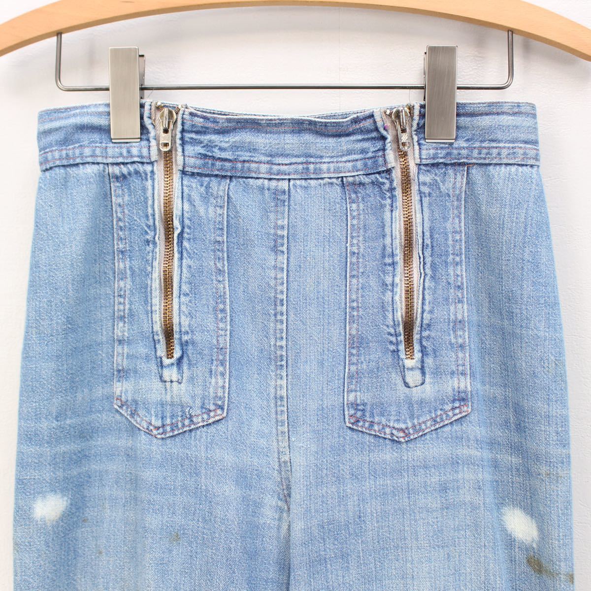 USA VINTAGE DOUBLE ZIP DESIGN DENIM FLARE PANTS/アメリカ古着ダブルジップデザインフレアデニムパンツ_画像5