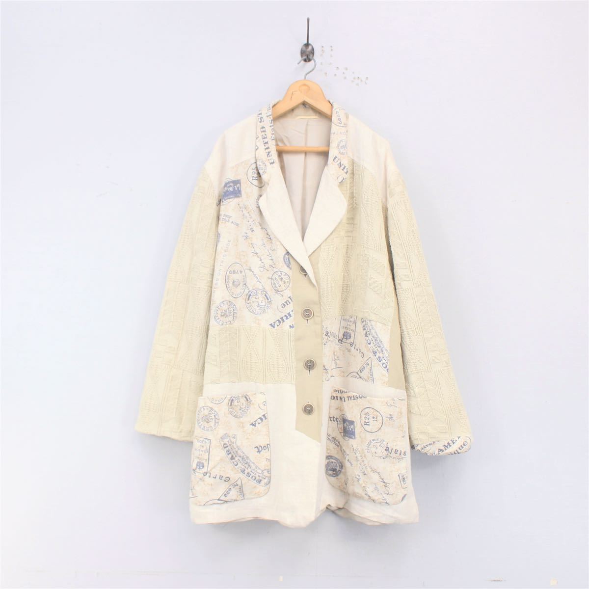 *SPECIAL ITEM* EU VINTAGE CABLE KNIT SWITCHED DESIGN LINEN JACKET/ヨーロッパ古着ケーブルニット切替デザインリネンジャケット_画像4