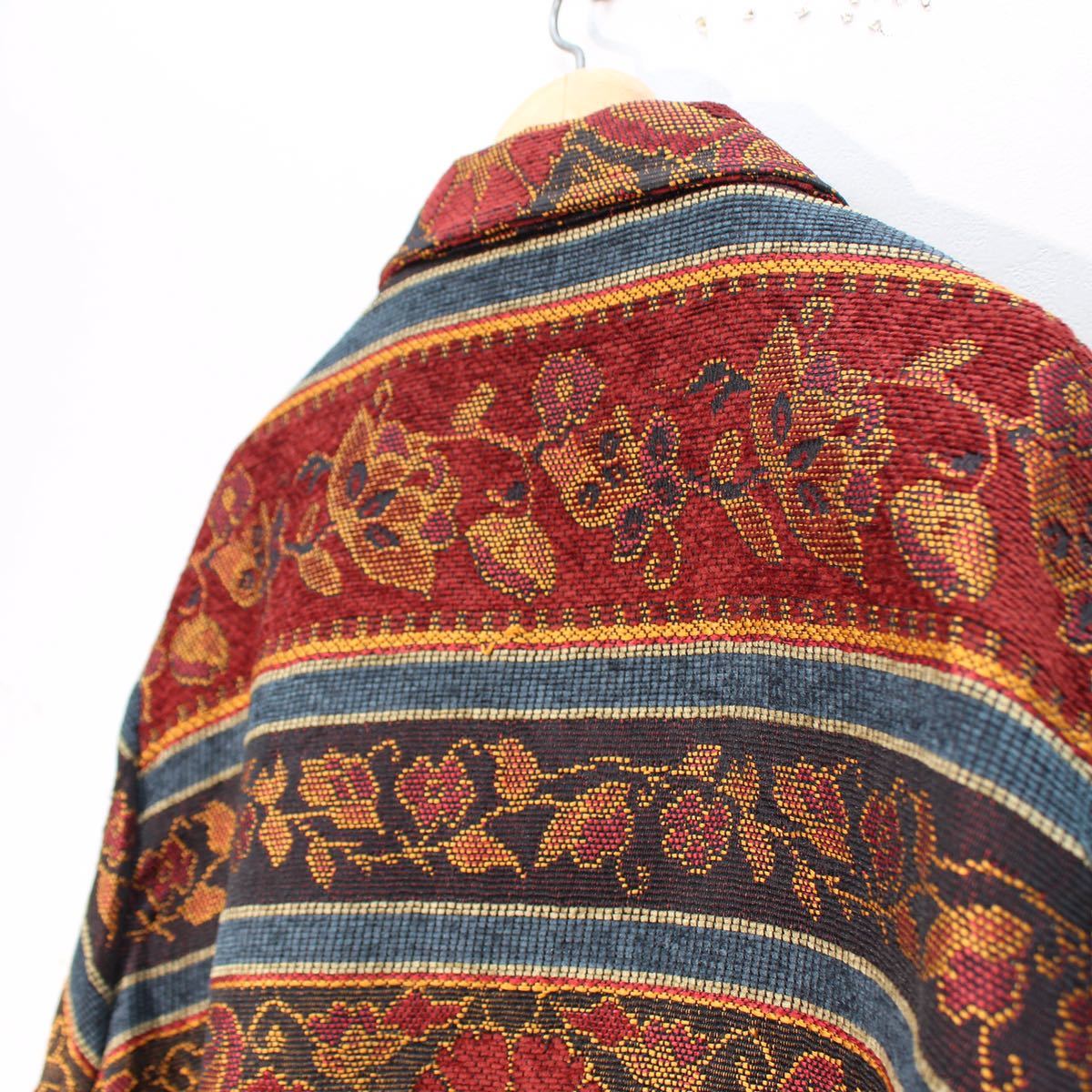 カーキ×インディゴ USA VINTAGE アメリカゴブラン刺繍デザイン