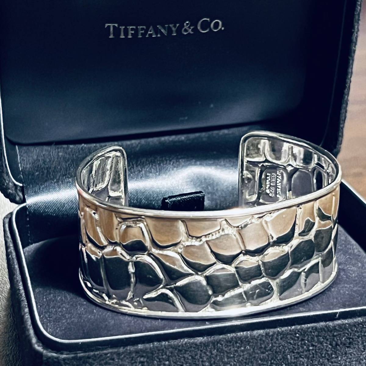 VINTAGE TIFFANY ヴィンテージ ティファニー クロコダイル カフ ブレスレット シルバー バングル オールドOLD ビンテージ 廃盤 廃盤 クロコ_画像9