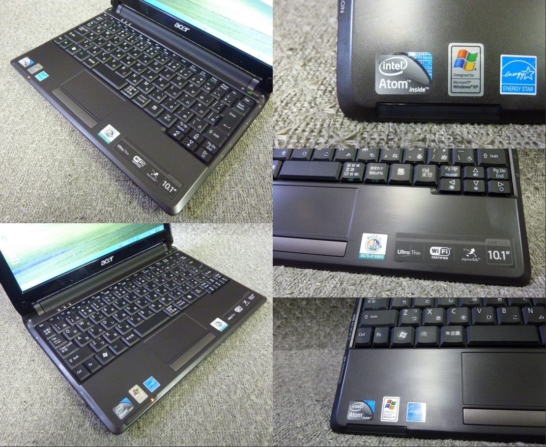 ★Windows XP リカバリ・7 Starter OS選択可 10.1” Acer Aspire One 531h -MCK11 ZG8 ★ Atom N270 1.6GHz/2GB/160GB/無線/Webカメラ/2037