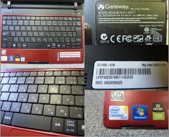 ★Windows XP・7 Starter 選択可 11.6”ミニノート Gateway EC1800 -43R ZH7 ★ Core2Duo SU9400 1.4GHz/4GB/750GB/無線/リカバリ作成/2029_画像2