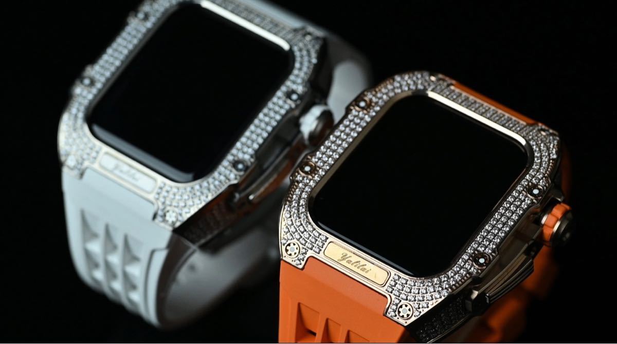 Apple Watch Series 8 7 6 5 4 SE （44mm 45mm）用バンド アップルウォッチ高級ケース ステンレス製 ダイヤ_画像9