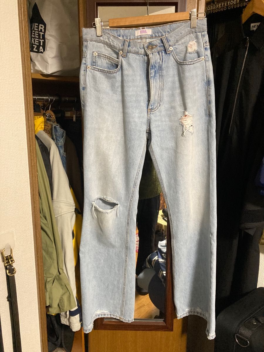 Erl blue distressed denim pants フレアデニム