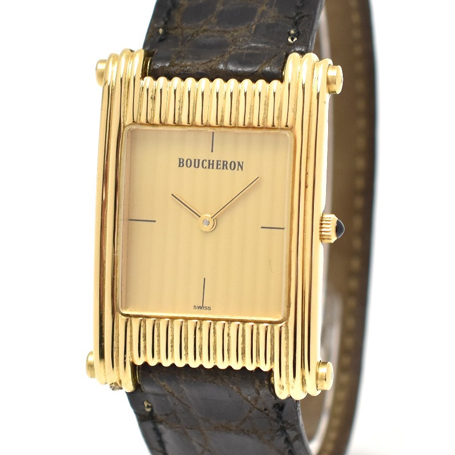 ブシュロン レディース腕時計 バングルウォッチ クオーツ K18 ゴールド文字盤 BOUCHERONの画像1