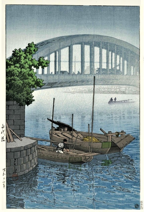 5作品(No34) 川瀬巴水 1芝大門 2雨の大宮 3永代橋 4荒川の月 5 5作品(No34) 川瀬巴水 1芝大門 2雨の大宮 3永代橋 4荒川の月 5