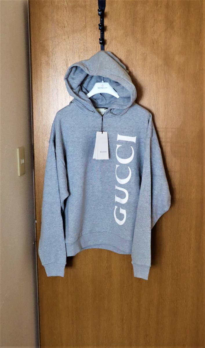 タグ付き美品】パーカー 文字ロゴプリント GUCCI サイズXS グレー