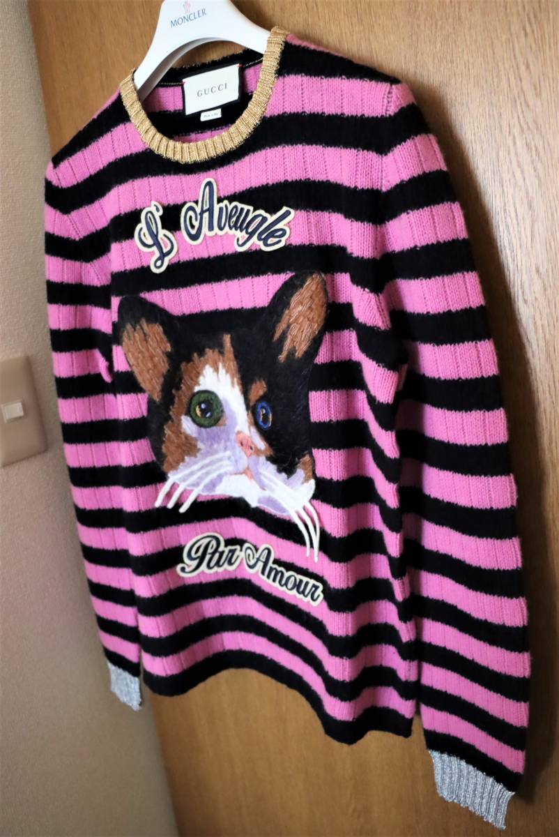 ☆猫☆ロゴニット/セーター☆サイズL☆グッチ☆正規品タグ☆-