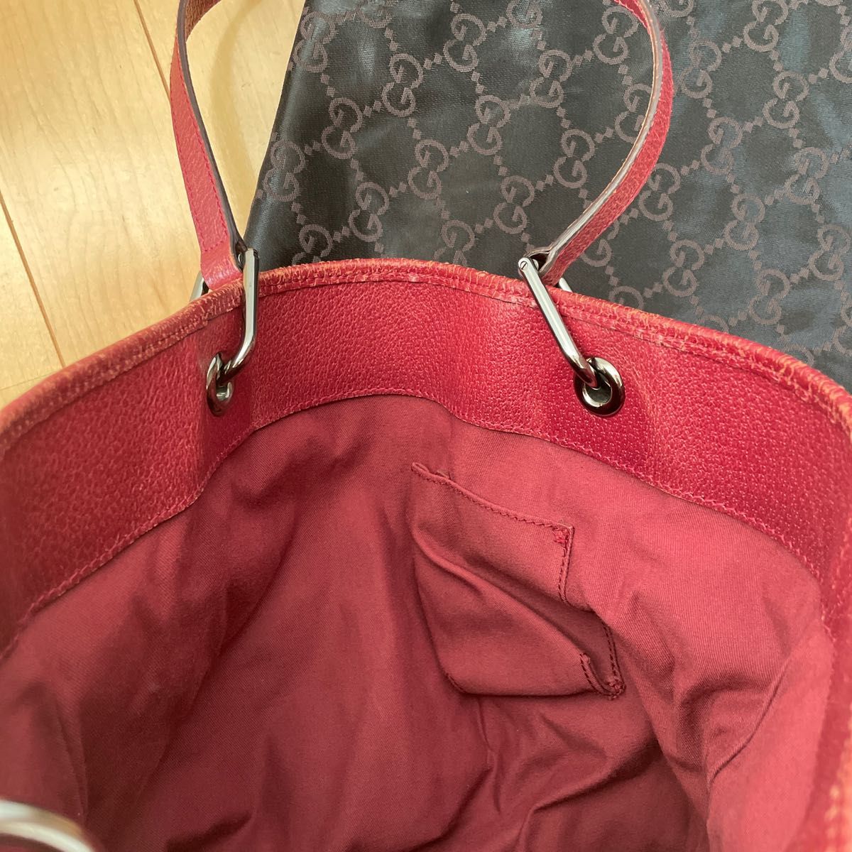 GUCCI  GGキャンバス　トートバッグ　バケツ 保存袋 グッチ ハンドバッグ