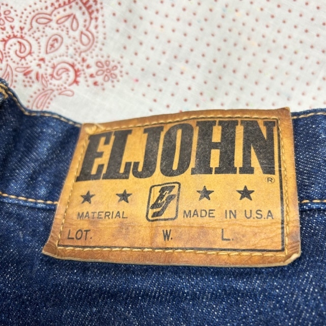 70s USA製デニム ELJOHN フレアデニムパンツ ベルボトム 30 濃紺 オールド ヴィンテージ エルジョン 昭和レトロ カットオフ  日本製●297