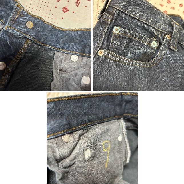 USA古着 80s USA製 Levis 501 オリジナル赤耳 後染め ネイビーブラックデニムパンツ 29 ヴィンテージ リーバイス　66後期 黒紺●160_画像10