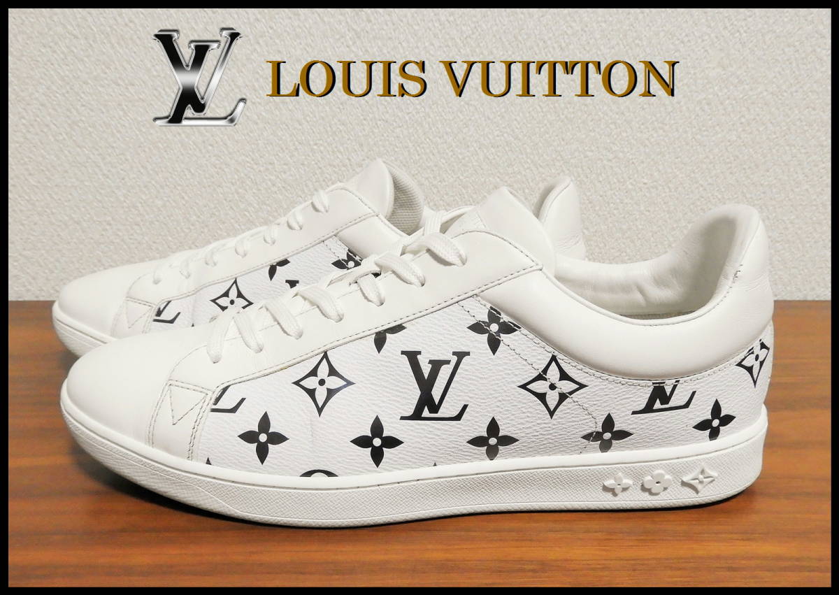 即完売 LOUIS VUITTON モノグラムスニーカー 7 ルイヴィトン 白 紺色 LVラメ ローカット ベルト Tシャツ 付属品あり メンズの画像3