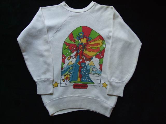  原文:1960s Vintage / Peter Max / PISCES うお座 染み込みプリント スエットシャツ　難あり ビンテージ中古品 ピーターマックス