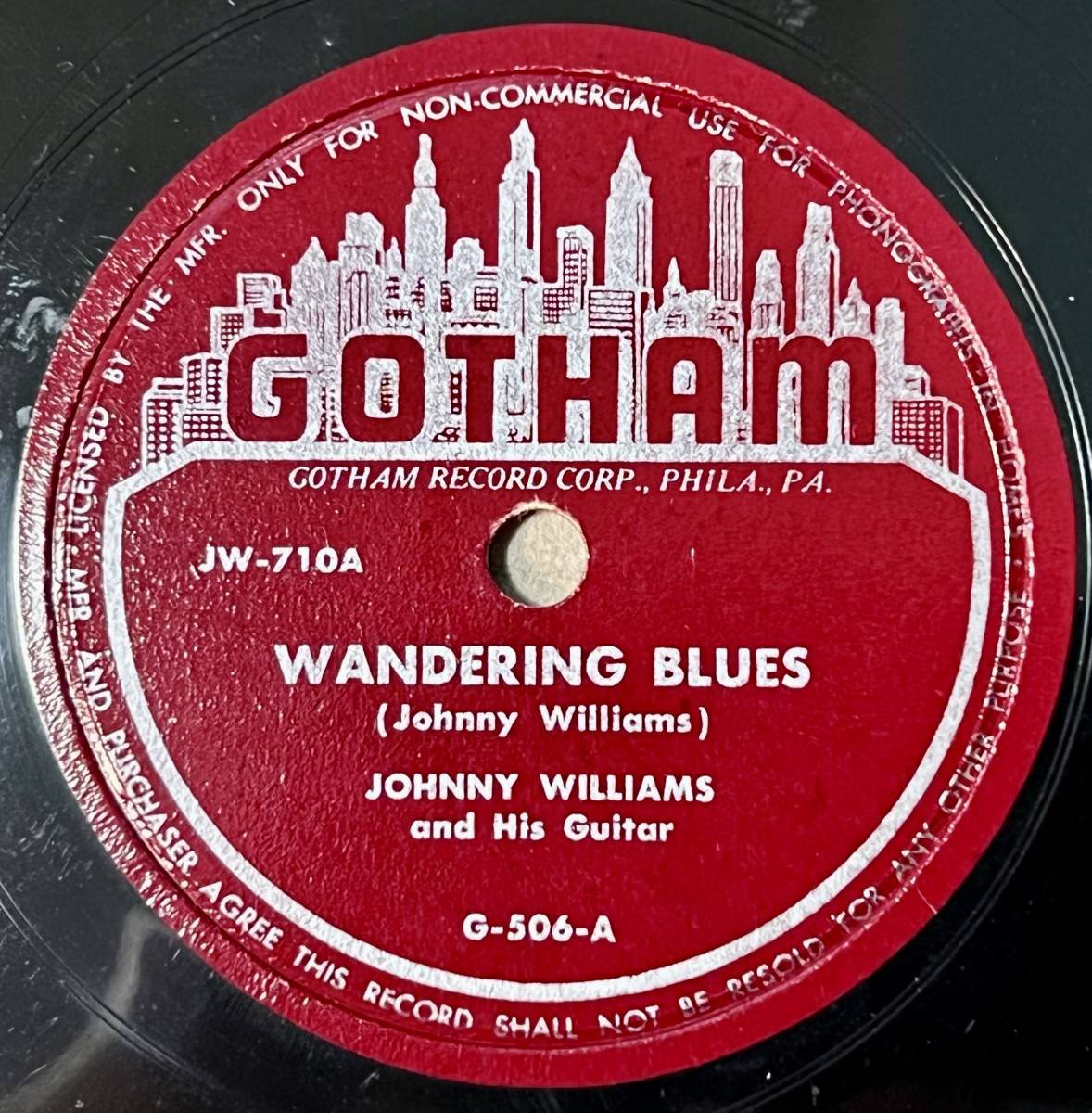 JOHN LEE HOOKER (変名；JOHNNY WILLIAMS)GOTHAM Wandering Blues/ House Rent Boogie