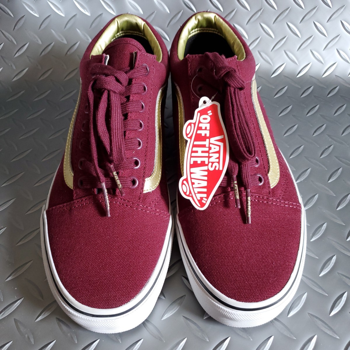 新品 27.5 VANS 50th ANNIVERSARY 限定 OLD SKOOL オールドスクール ボルドー バーガンディ ゴールド 50周年 ヴァンズ バンズ_画像4