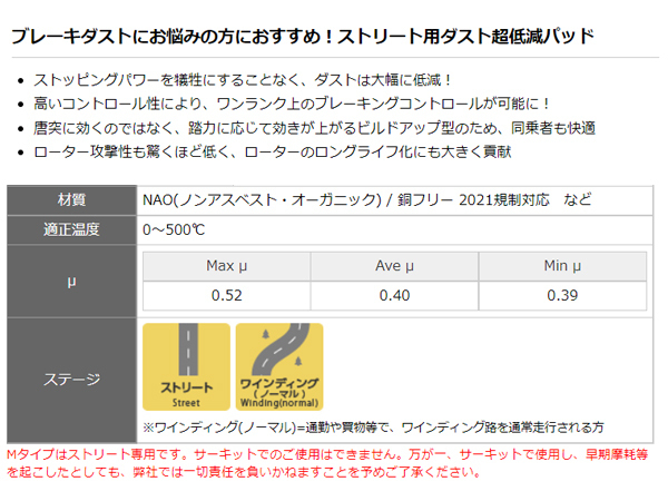 カルタス ワゴン カルタス クレセント ワゴン GC41W 95/1～02/08 ブレーキパッド リア DIXCEL ディクセル M type 送料無料_画像2