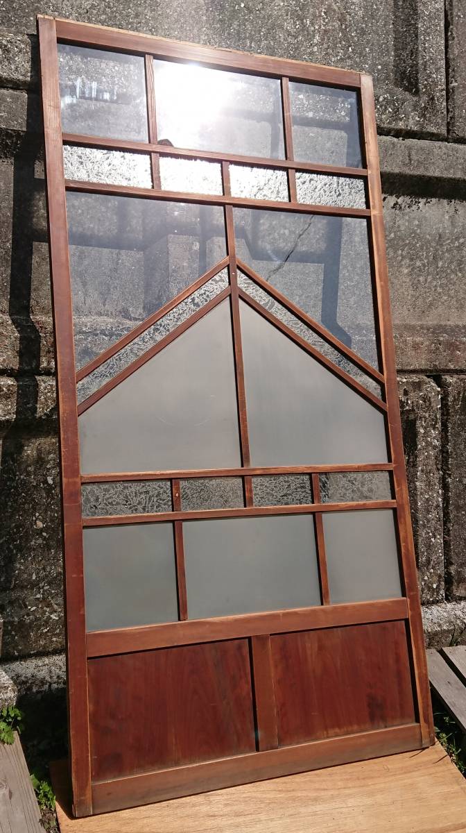 アンティーク　ガラス 引き戸　すりガラス　昭和 レトロ　古民家 建具　古民具　DIY 引き取り限定 W-1740