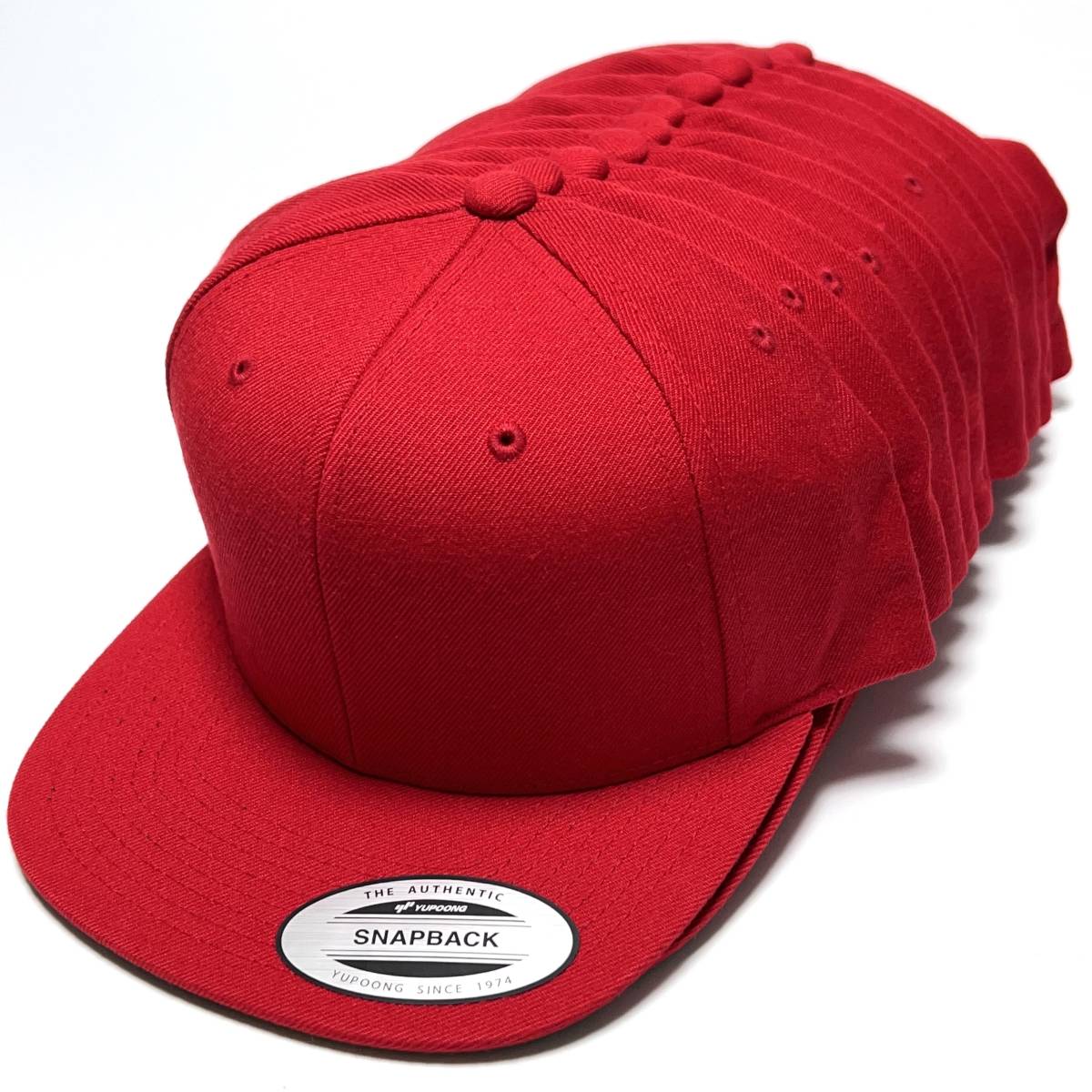 12個セット YUPOONG Classics ベースボール キャップ レッド ユーポン 野球帽 フラットバイザー 赤 無地 まとめ売り 卸 未使用 #noca0087