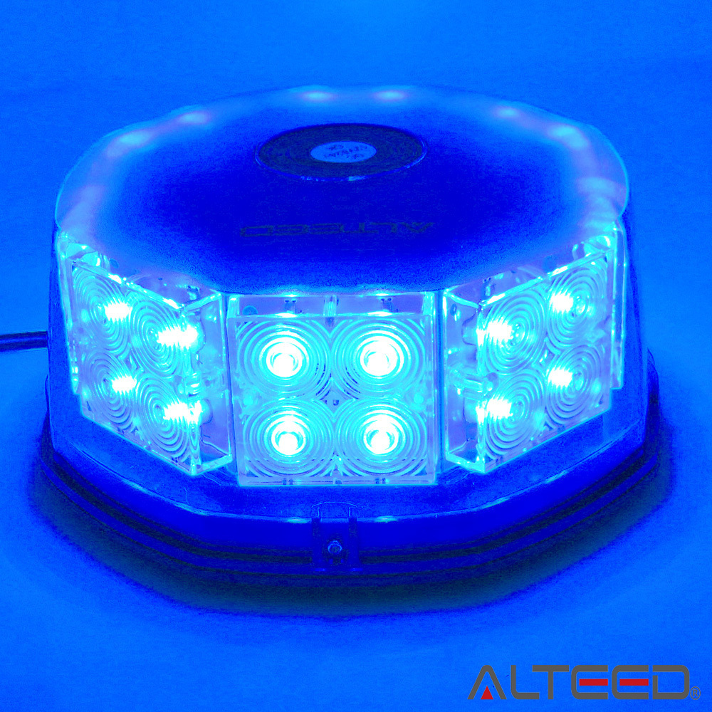 LED回転灯 青色有色カバー 32LED八角型パトランプ 12V24V対応