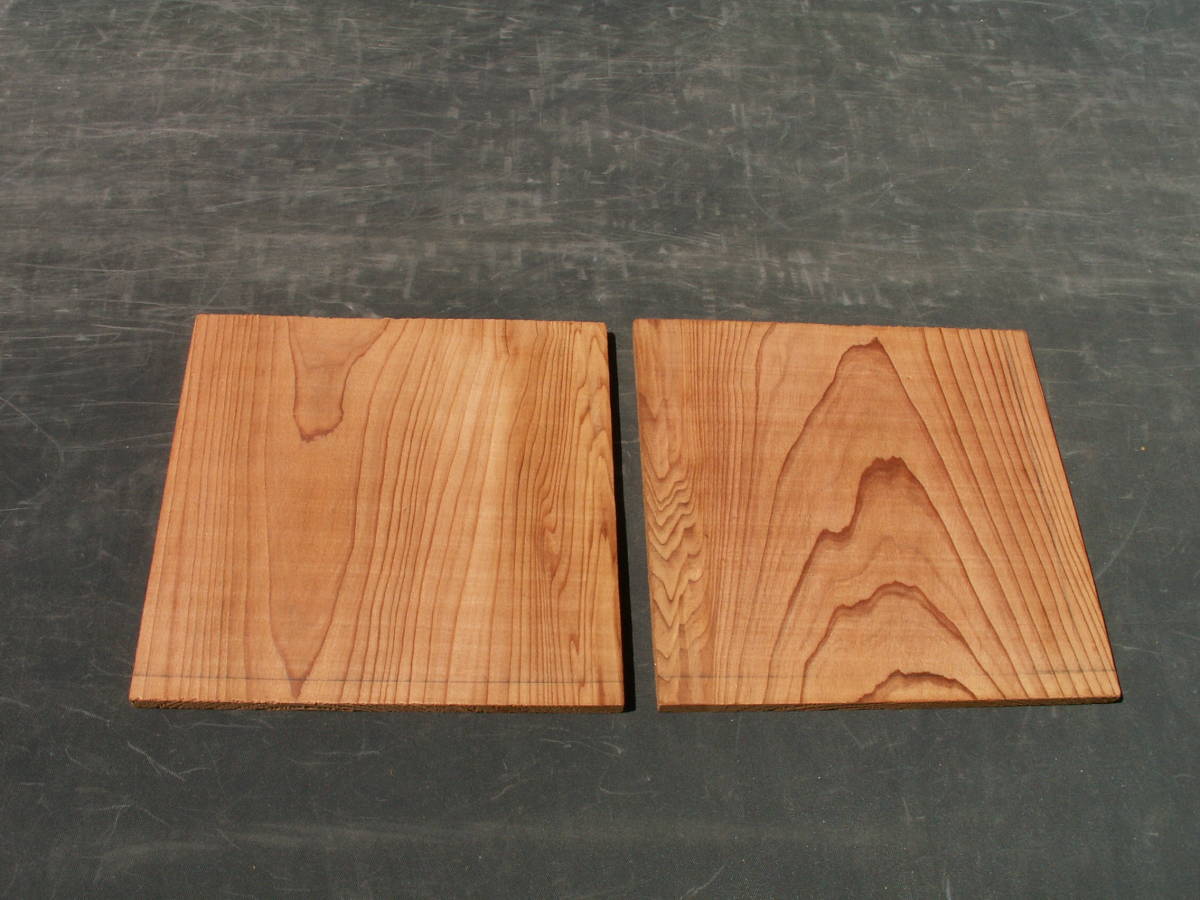 送料安い 屋久杉 2枚 美しい木目 工芸 世界遺産 H374の画像1