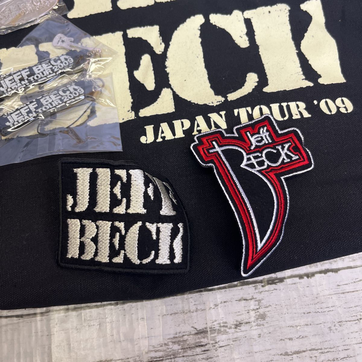 k664 希少 JEFF BECK ジェフ・ベック 2009年　ライブツアー　グッズ　ストラップ　キーホルダー ワッペン　トートバッグ_画像4