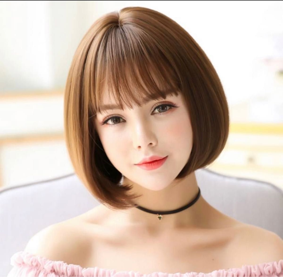 ウィッグショートボブ ブラウン 茶色 ネット付き ヘアアレンジ かつら ショート フルウィッグ コスプレウィッグ ショートボブ