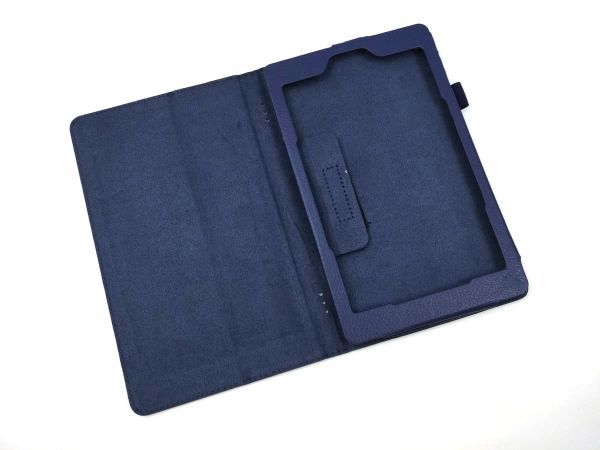 Amazon kindle fire HD8 2016/2017用 カバー PUレザーケース スタンド ネイビー_画像3