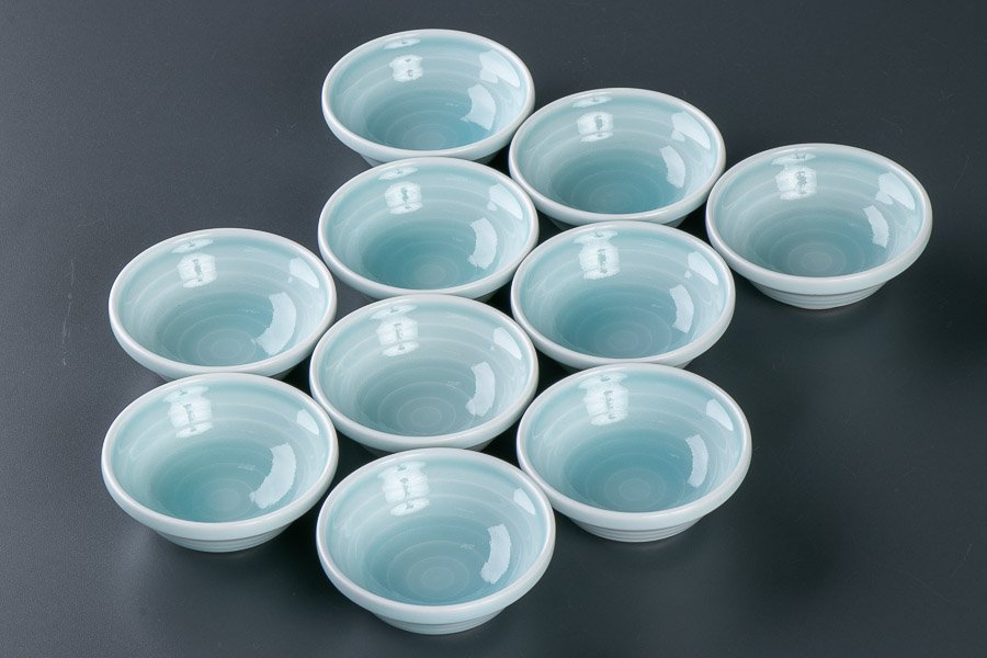 【うつわ】『 青白磁小鉢 茶碗 10客 10865 』 10個組 料亭 日本料理 懐石 会席 和食器 うつわ 器 焼物 陶器 磁器 陶磁器_画像1