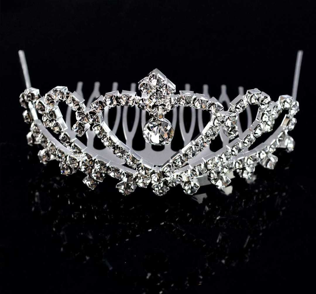  Mini Tiara wedding wedding cosplay girl child ballet presentation comb comb attaching one touch attaching and detaching new goods Kirakira rhinestone 