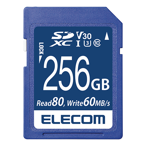 エレコム SDXCカード/データ復旧サービス付/ビデオスピードクラス対応/UHS-I U3 80MB/s 256GB MF-FS256GU13V3R