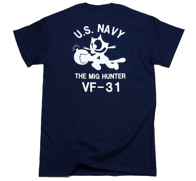 Tシャツ XS メンズ 半袖 ミリタリー アメカジ 米海軍 黒猫 CAT モデル MAVERICKS ブランド ネイビー_画像3