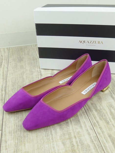 AQUAZZURA アクアズーラ L'Appartement アパルトモン取扱い 21SS MAIA FLAT スエード フラットパンプス ヴァイオレット/ピンク 36 新品の画像1