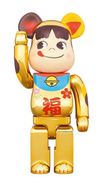 BE@RBRICK 招き猫 ペコちゃん 福 金メッキ 1000% ベアブリック