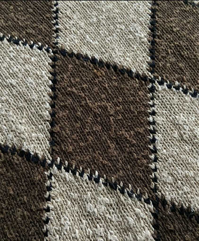 90s〜 cotton/linen rhombus pattern sweater