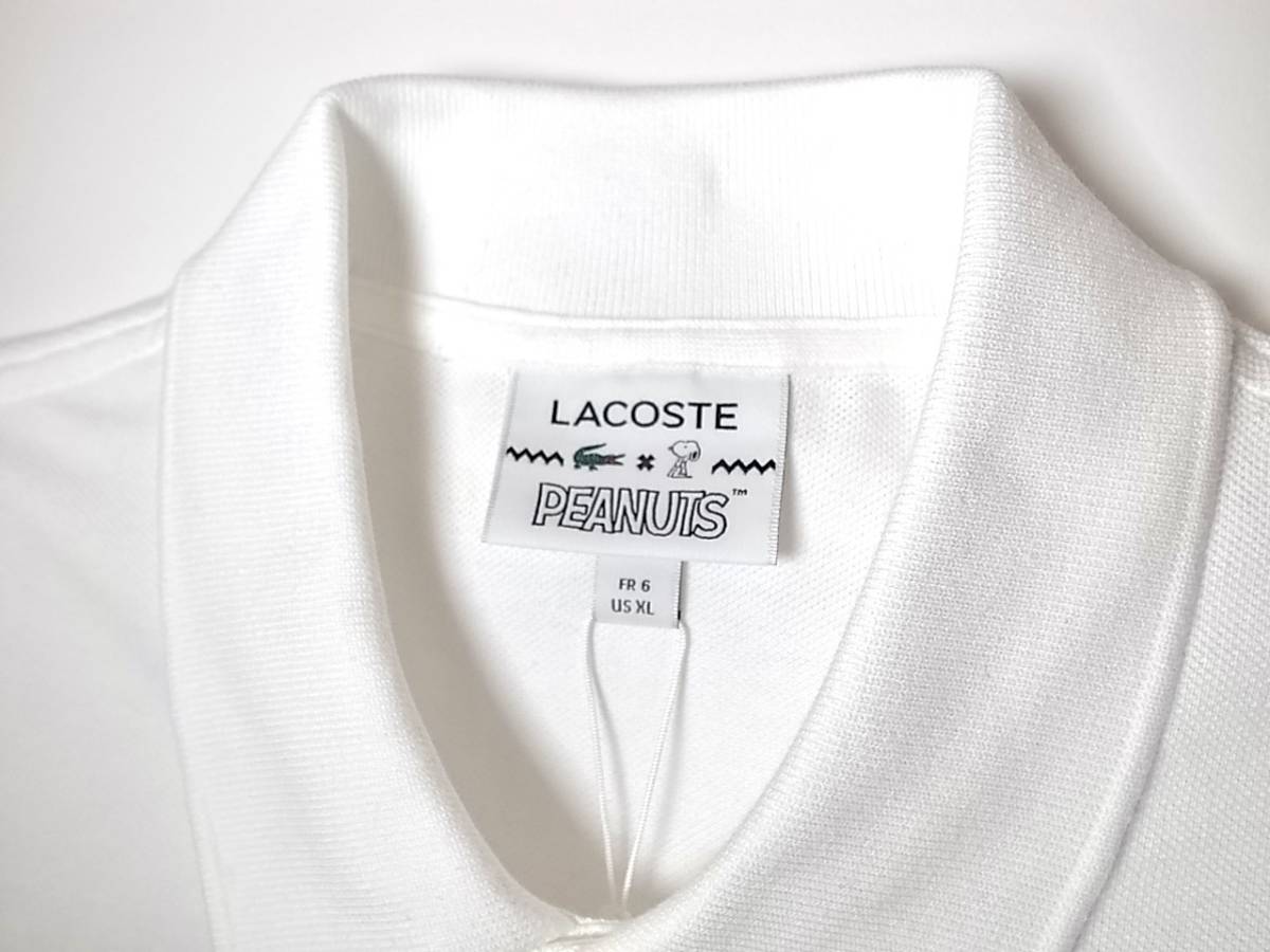LACOSTE × PEANUTSピーナッツ スヌーピー ポロシャツ ホワイト size6_画像5