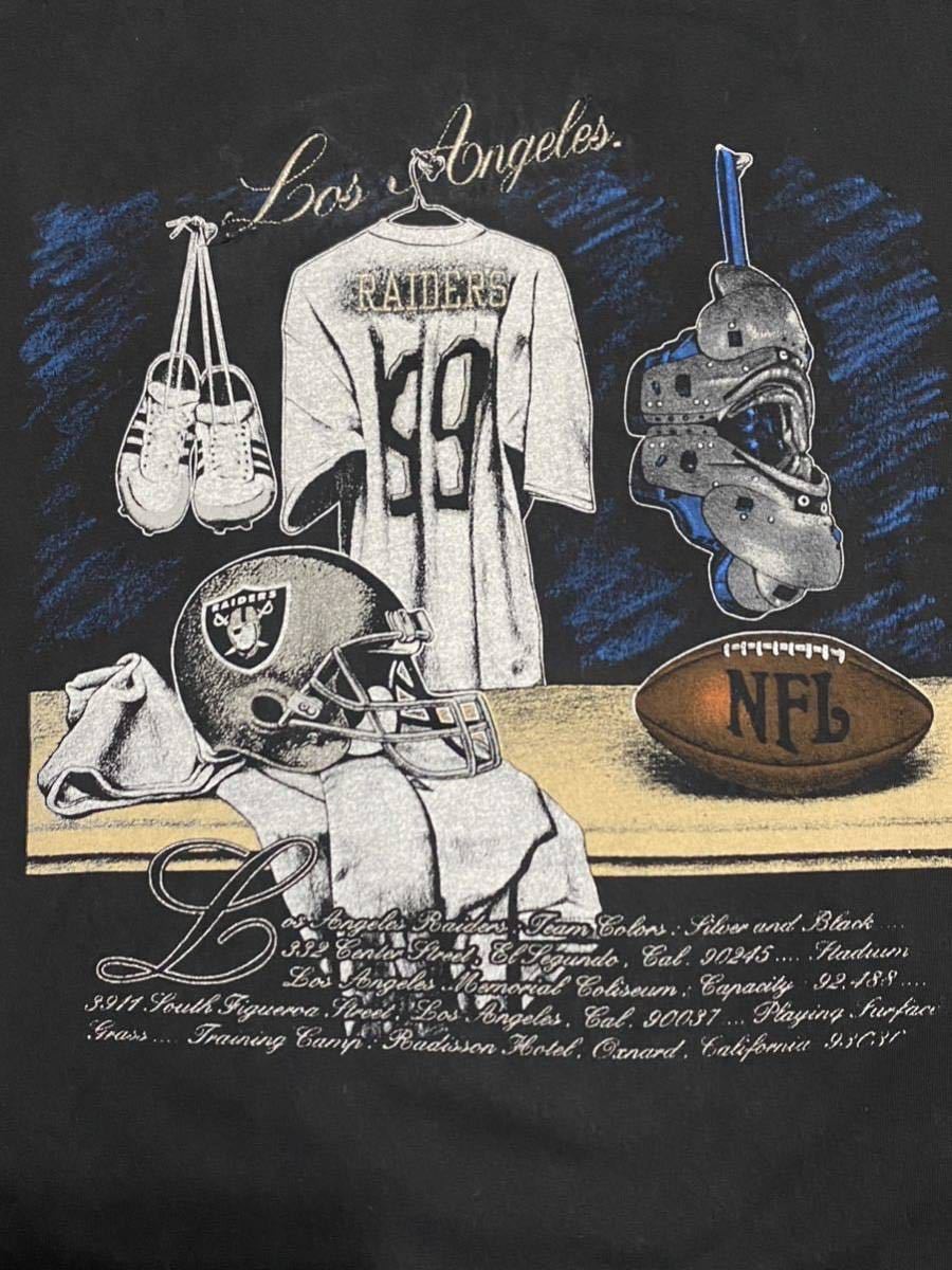 90's NUTMEG LOSANGELES RAIDERS プリント x 刺繍入り プリントTシャツ ビンテージ古着 USA製 NFL フットボール レイダース 80's 90年代の画像5